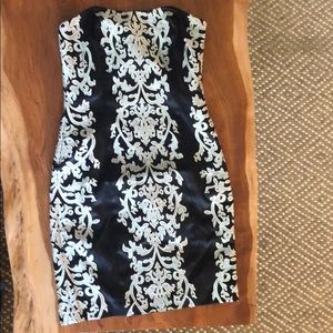 Black and Cream Strapless Dress